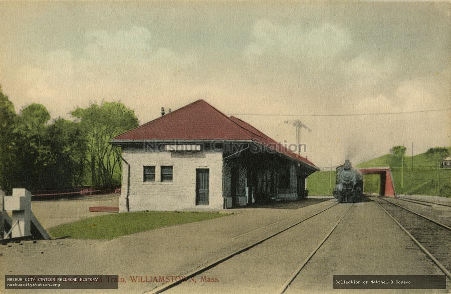 Postcard: Railroad Station and Train, Williamstown, Massachusetts